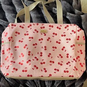 Cherry Print Pink  Natural Elements Cooler Bag